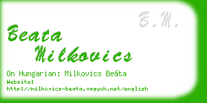 beata milkovics business card