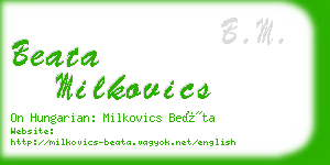 beata milkovics business card